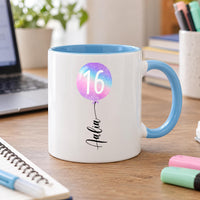 Personalised Number 16 Balloon Ceramic Mug - detail 10