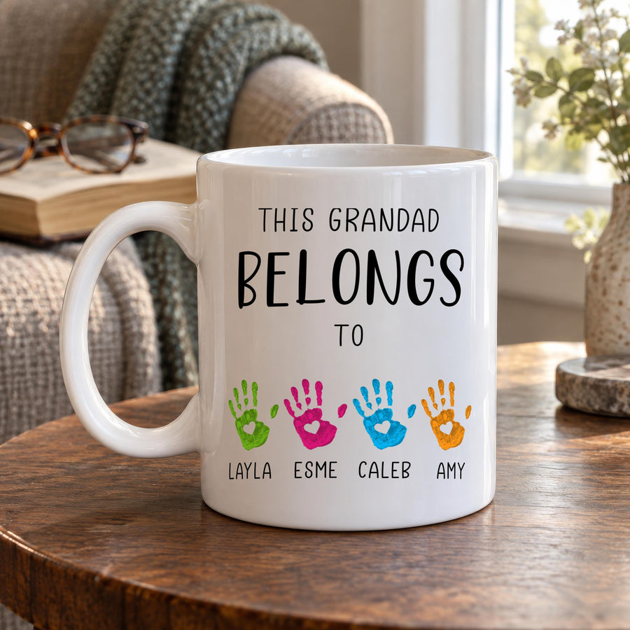 Personalised Grandad Handprint Ceramic Mug - photo of the finished product