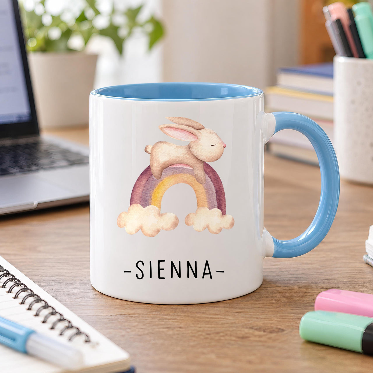 Personalised Bunny on Rainbow Ceramic Mug - detail 9