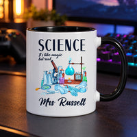 Personalised Science Teacher Ceramic Mug, Like Magic but Real Design - detail 7