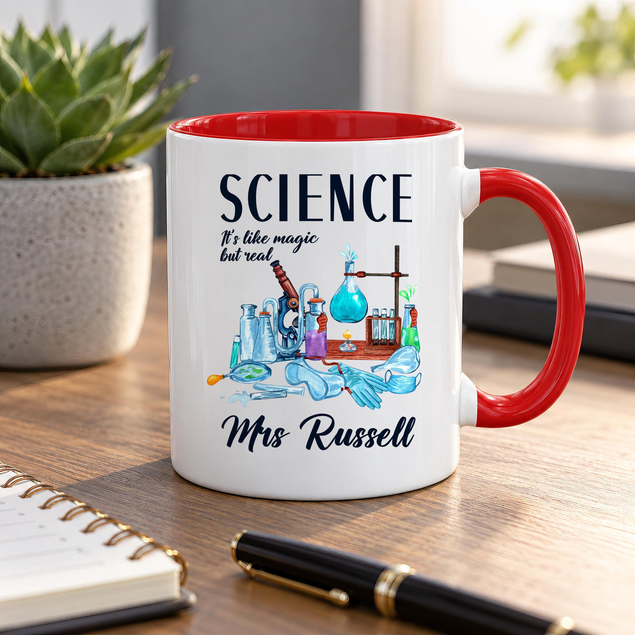 Personalised Science Teacher Ceramic Mug, Like Magic but Real Design - detail 8