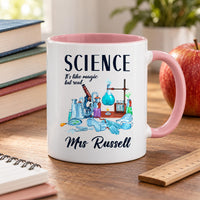 Personalised Science Teacher Ceramic Mug, Like Magic but Real Design - detail 9