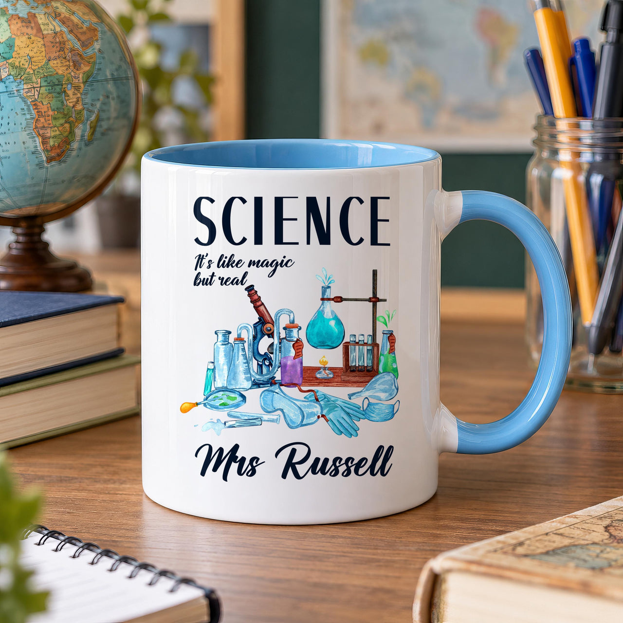 Personalised Science Teacher Ceramic Mug, Like Magic but Real Design - detail 10