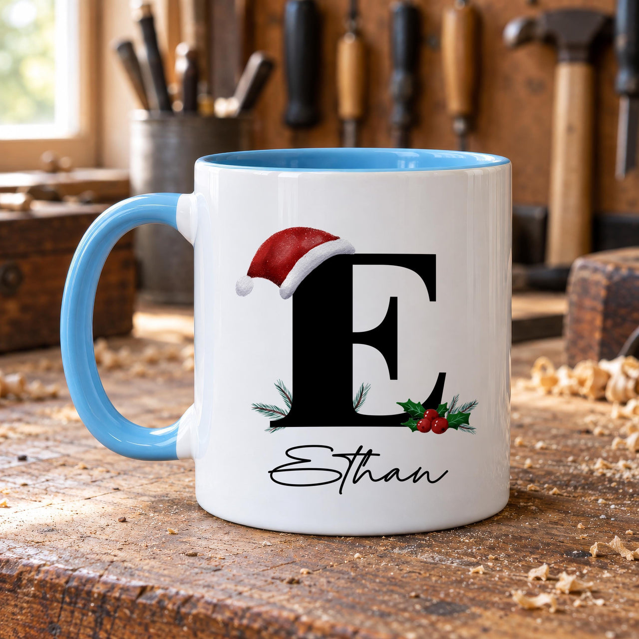 Personalised Santa Hat Initial Ceramic Mug - detail 9