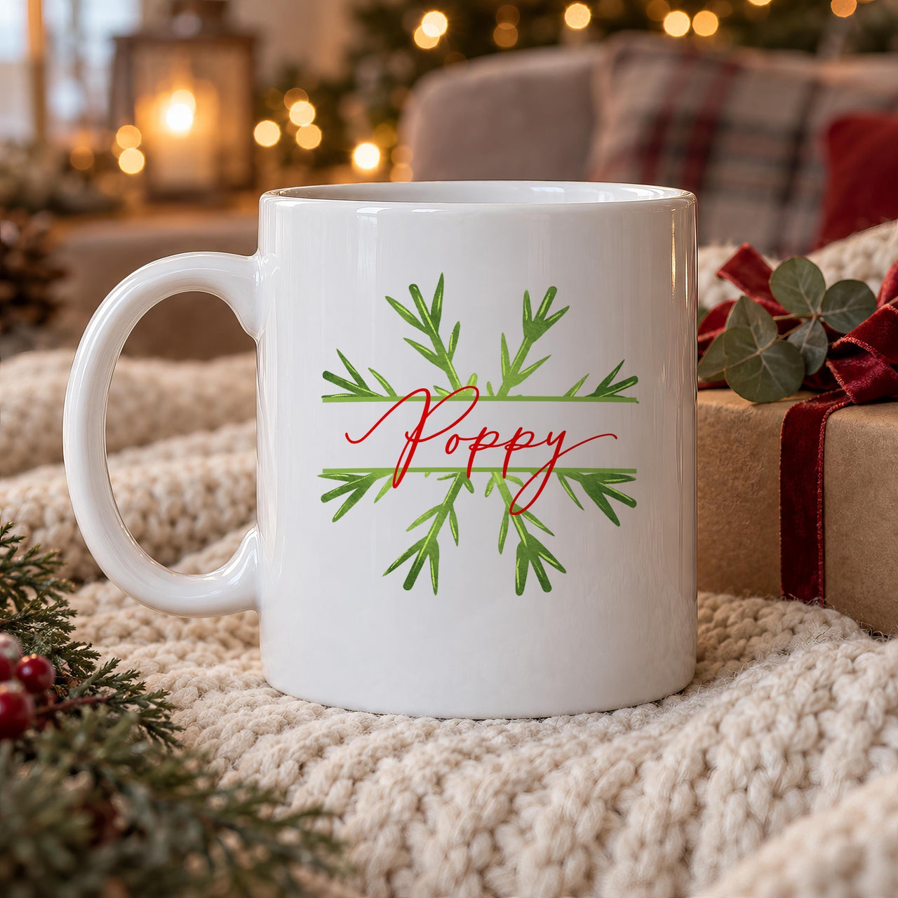Personalised Christmas Rainbow Ceramic Mug - lifestyle