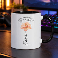Personalised Peach Flower Ceramic Mug - detail 7