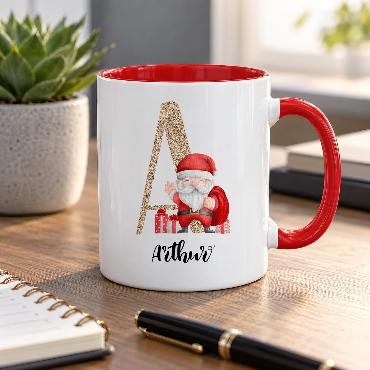 Personalised Christmas Glitter Initial Ceramic Mug - detail 8