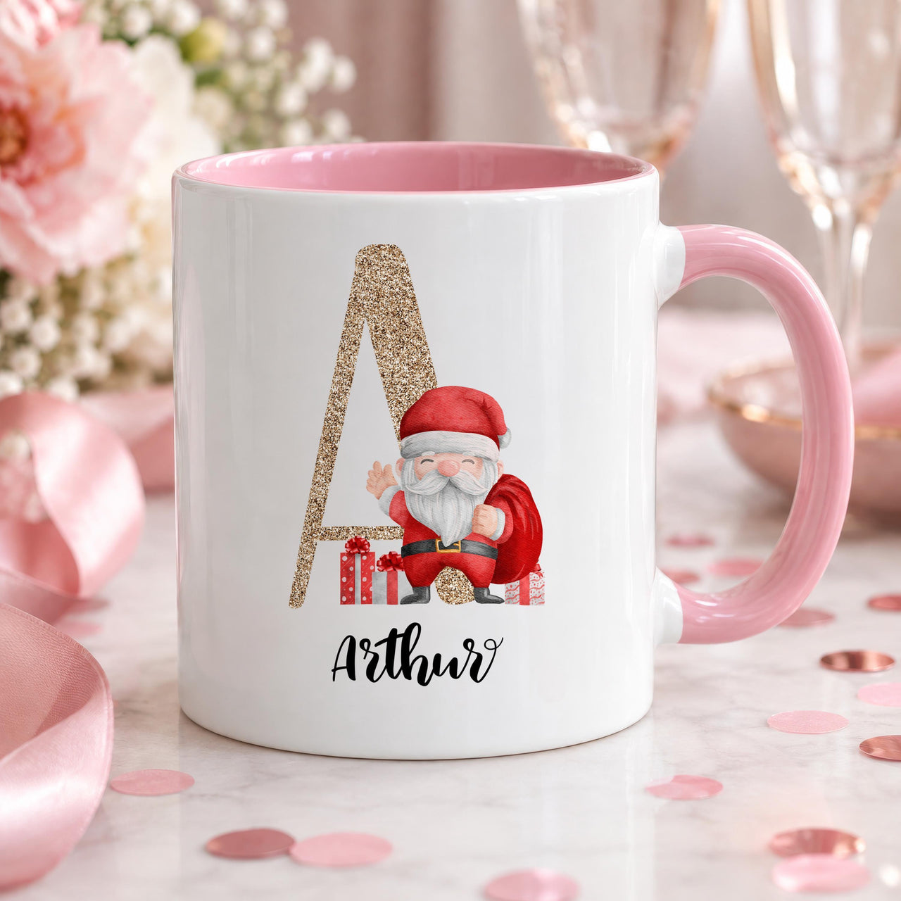 Personalised Christmas Glitter Initial Ceramic Mug - detail 9