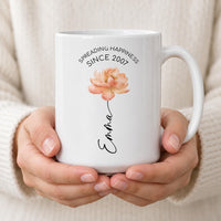 Personalised Peach Flower Ceramic Mug - detail 13