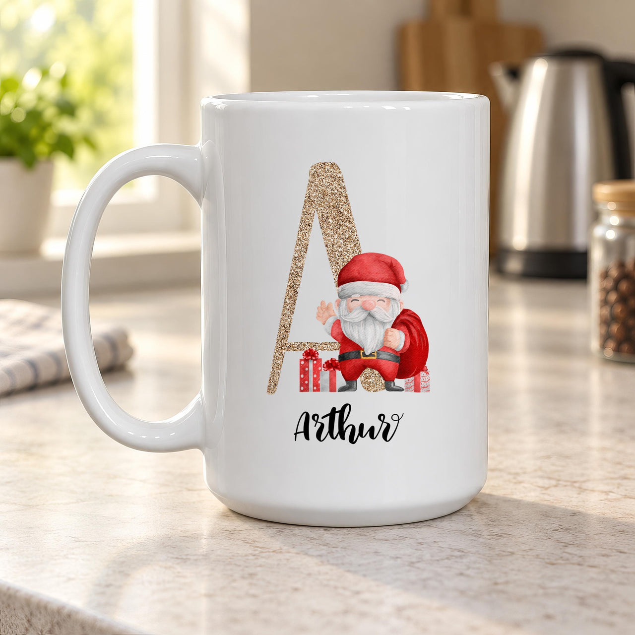 Personalised Christmas Glitter Initial Ceramic Mug - detail 13
