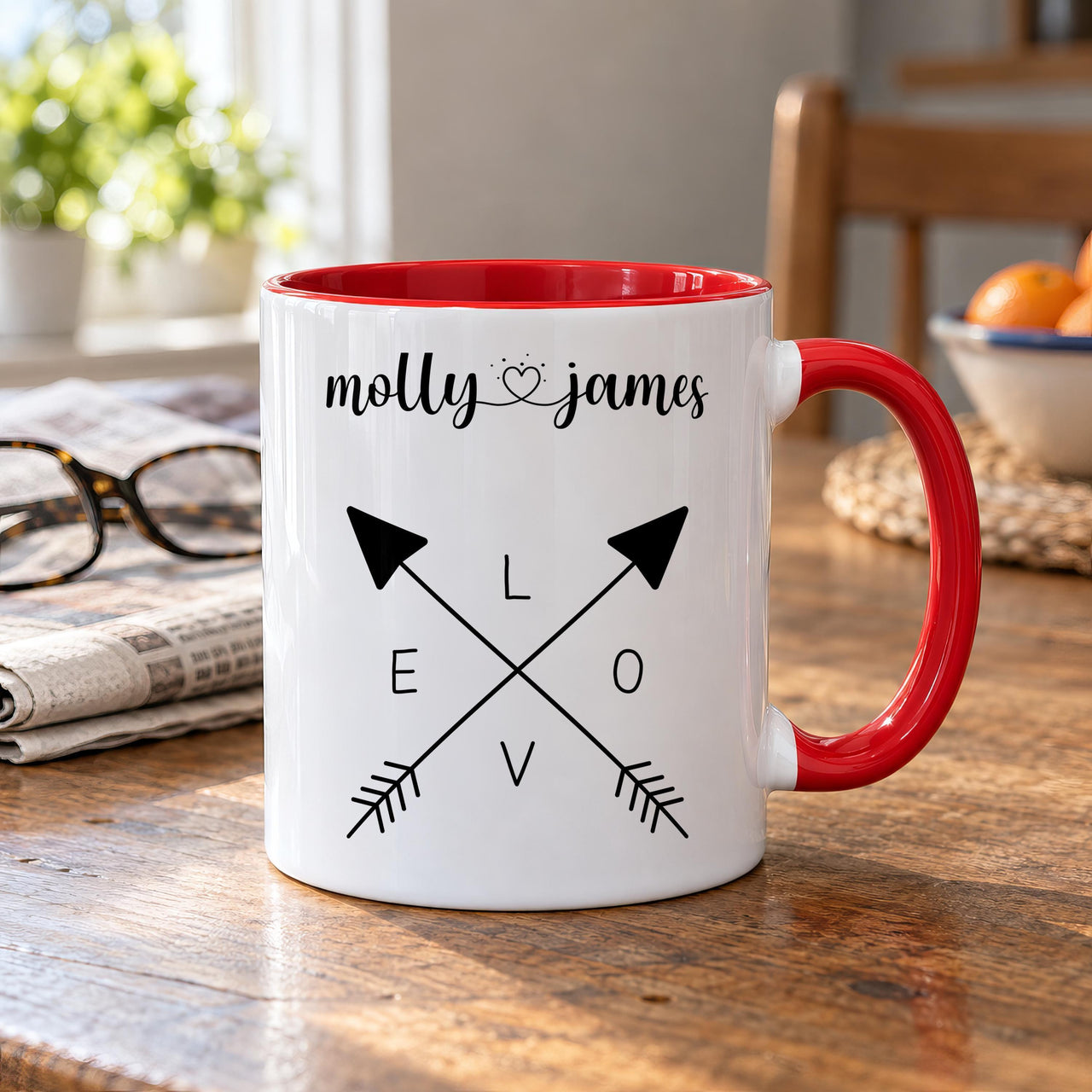 Personalised Heart and Love Arrows Ceramic Mug - detail 8