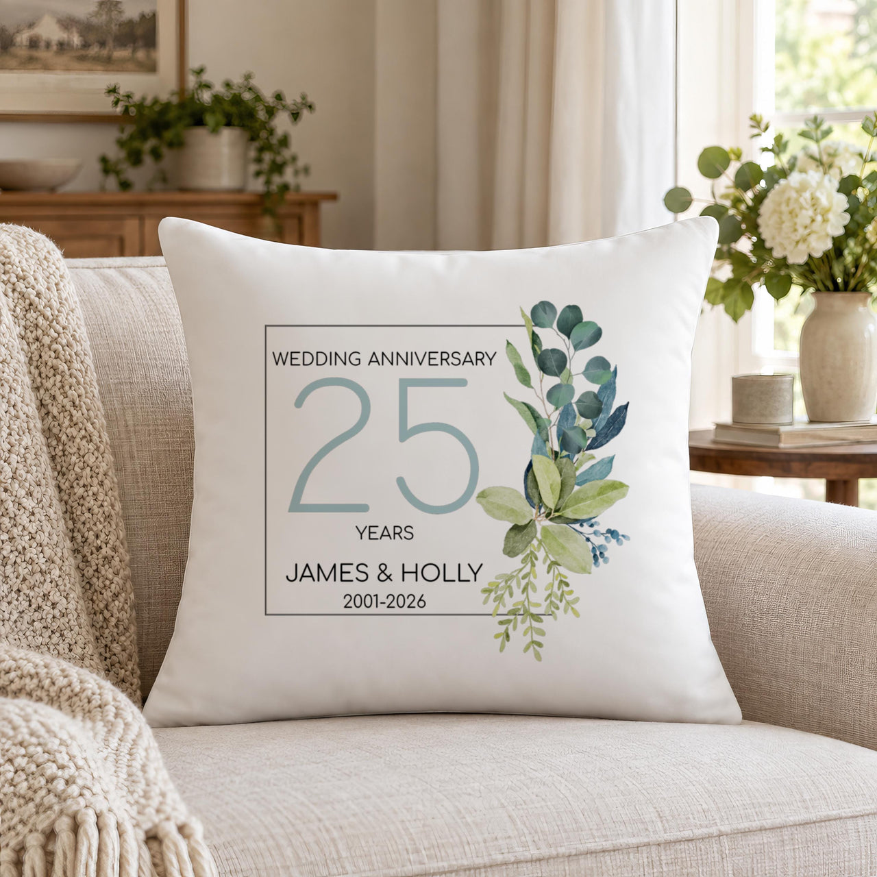 Personalised Mr and Mrs Anniversary Cushion