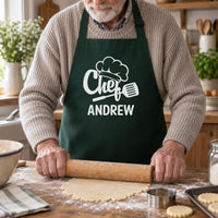 Bottle green apron with white 