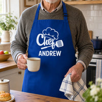 Royal blue apron with white 