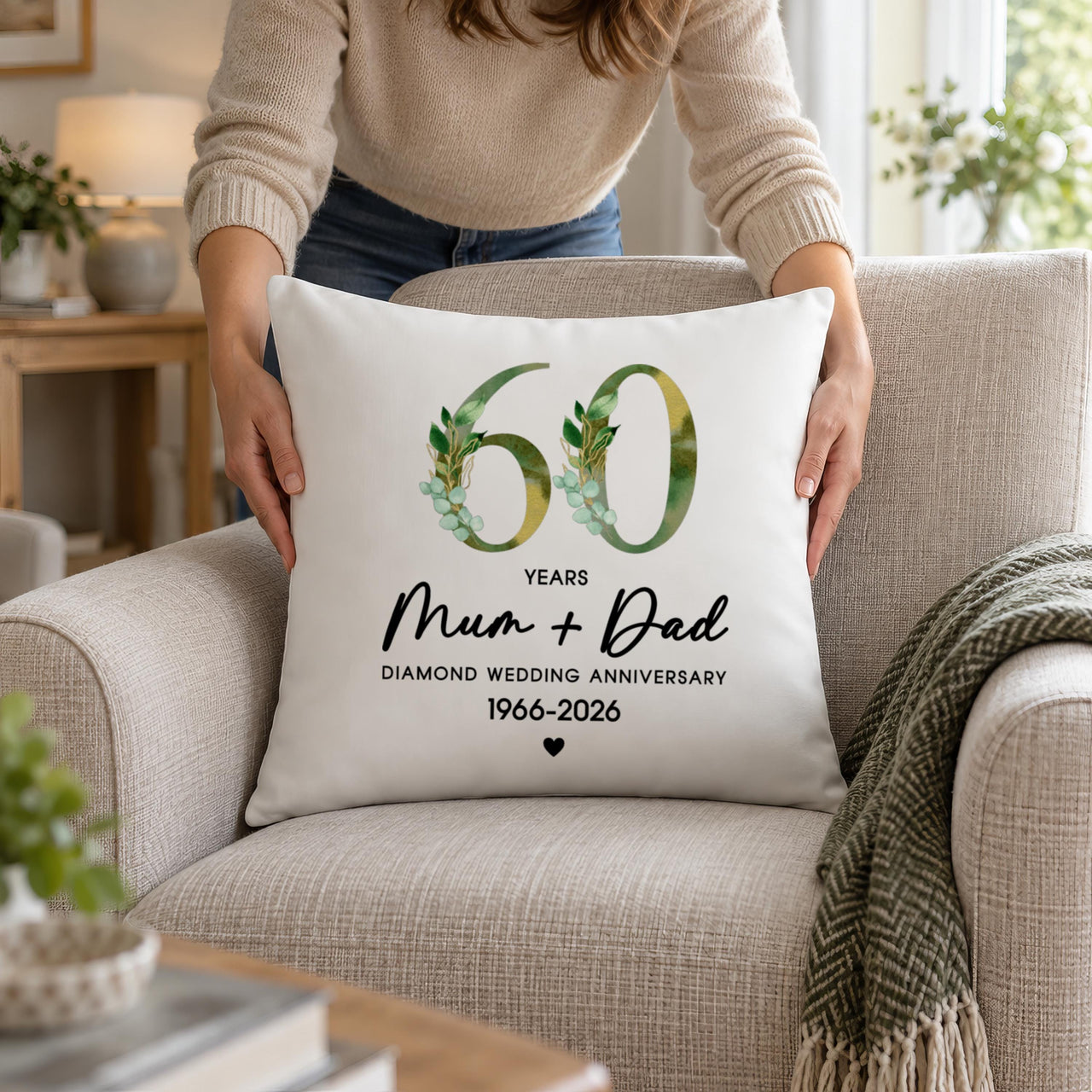Personalised 60th Anniversary Cushion