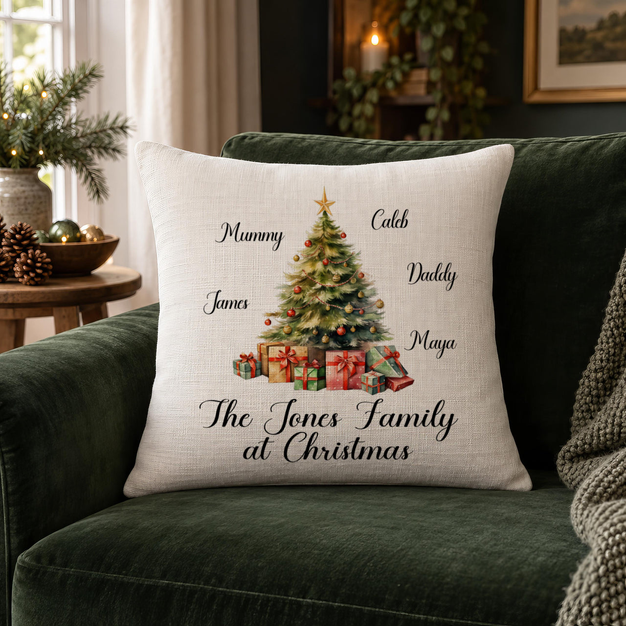 Family Christmas Tree Cushion