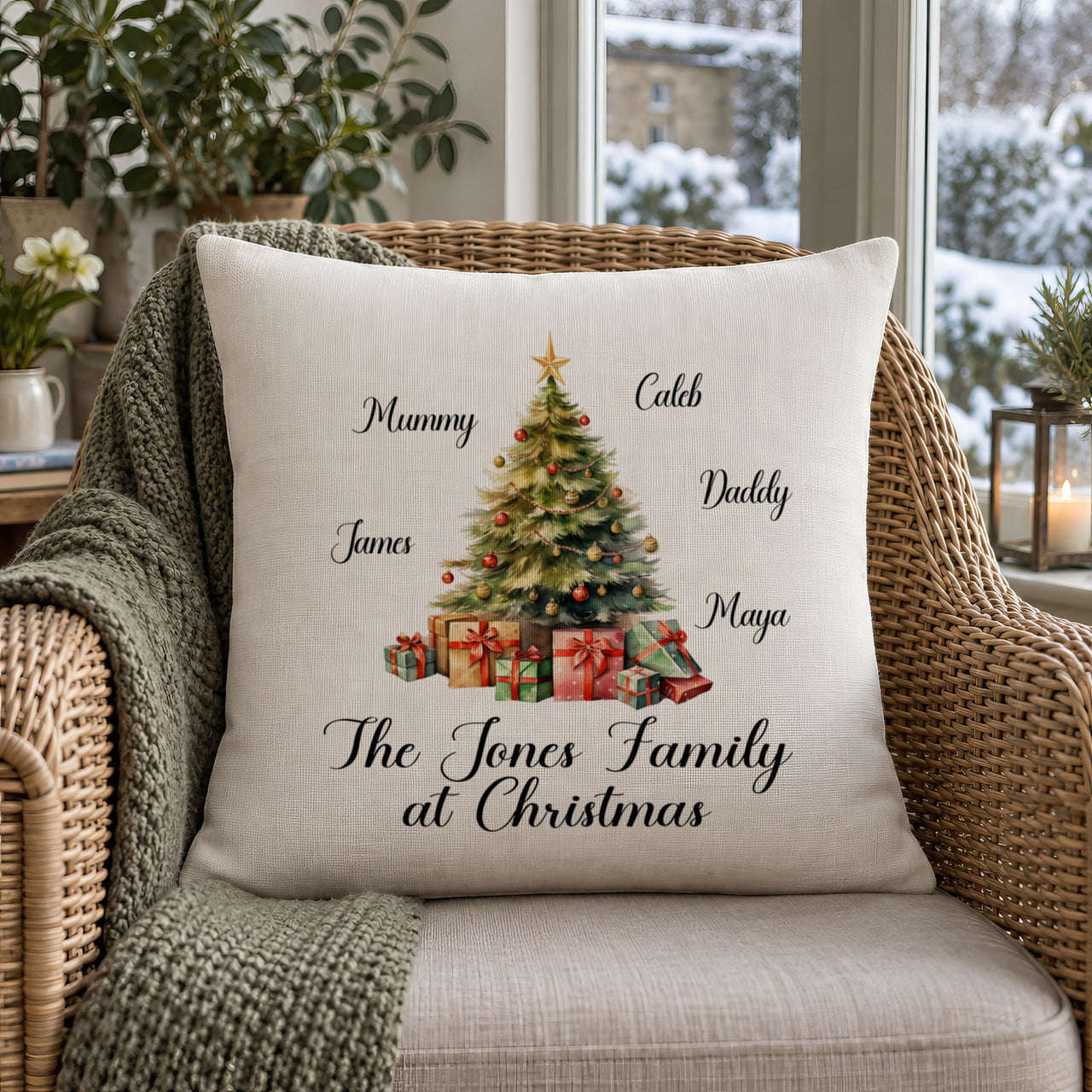 Family Christmas Tree Cushion