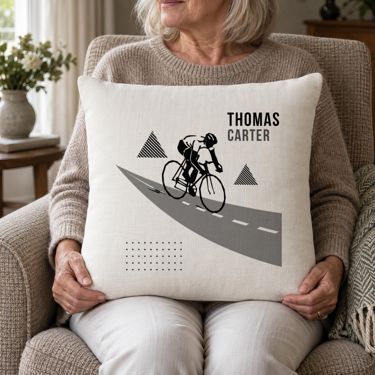 Personalised Cycling Monochrome Cushion