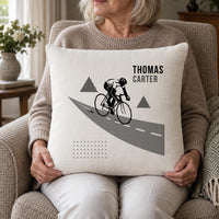 Personalised Cycling Monochrome Cushion