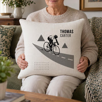 Personalised Cycling Monochrome Cushion