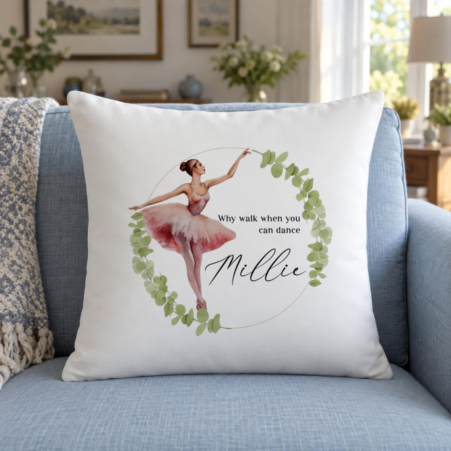 Personalised Ballet Cushion with Dancer's Name, 40cm - photo of the finished product
