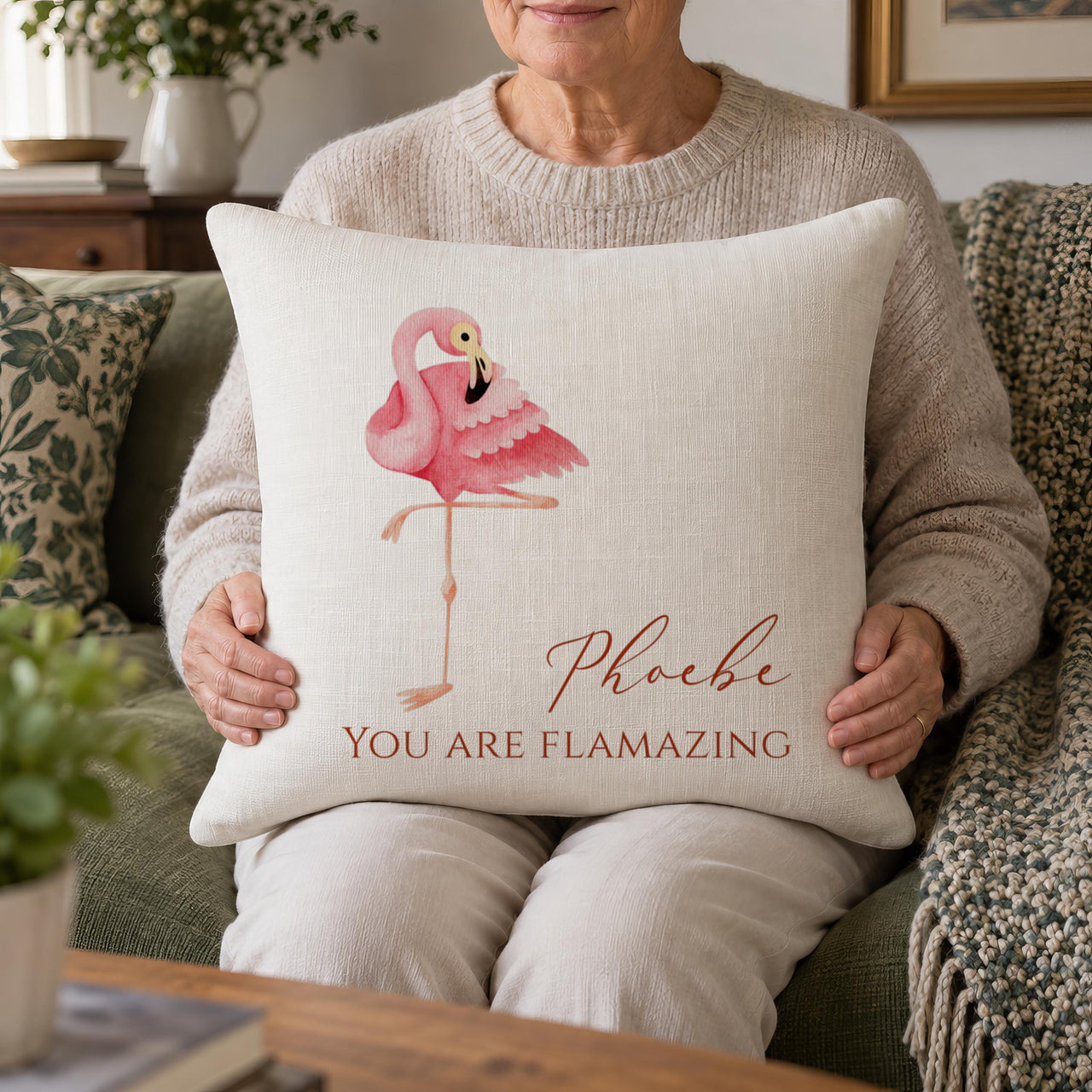 Personalised Flamingo Fun Cushion