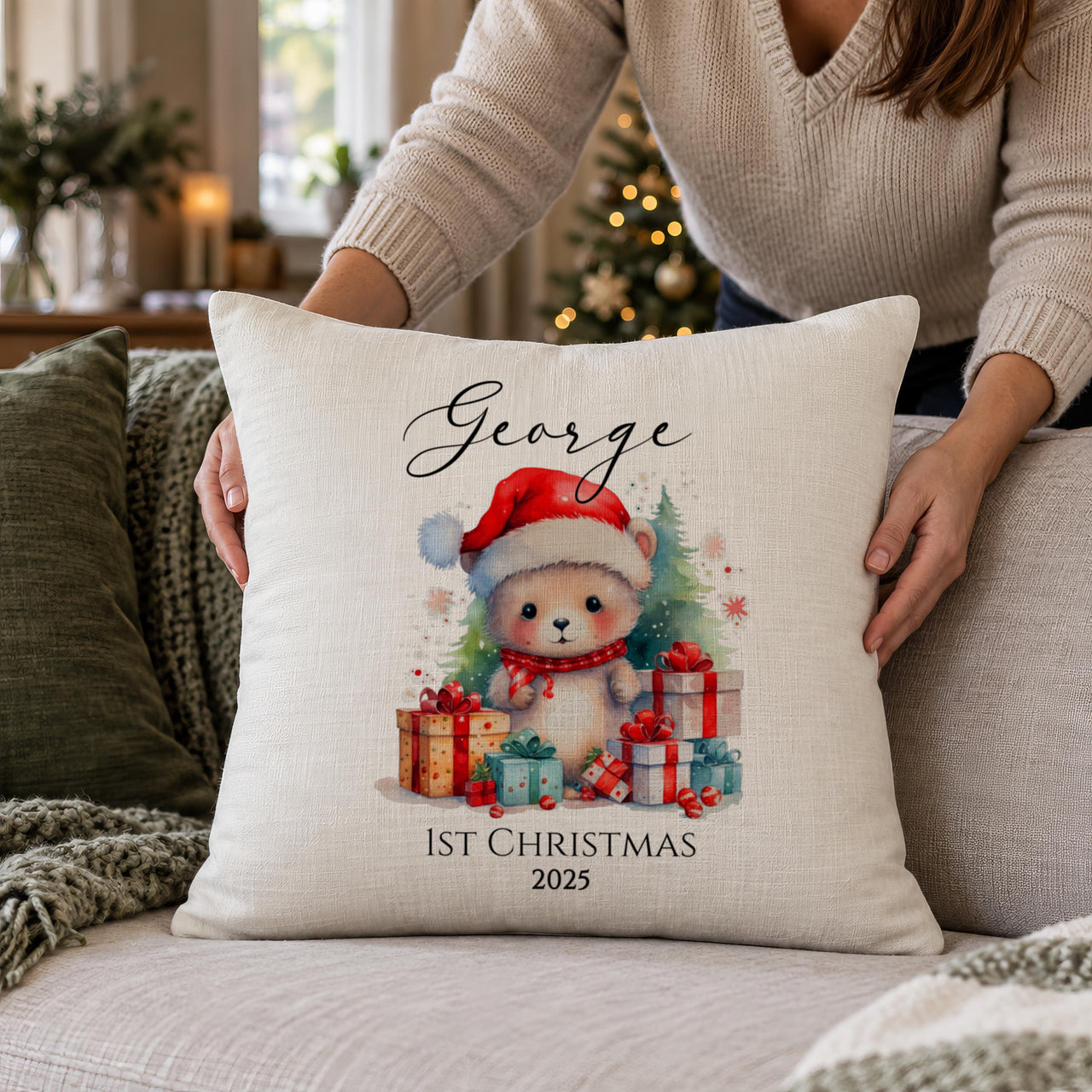 Personalised Cute Bear Cushion