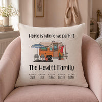 Personalised Caravan Family Cushion