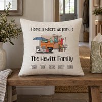 Personalised Caravan Family Cushion