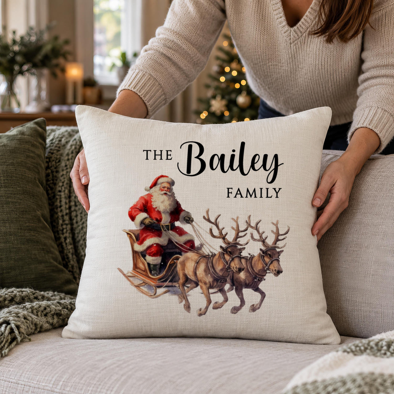 Personalised Family Christmas Cushion
