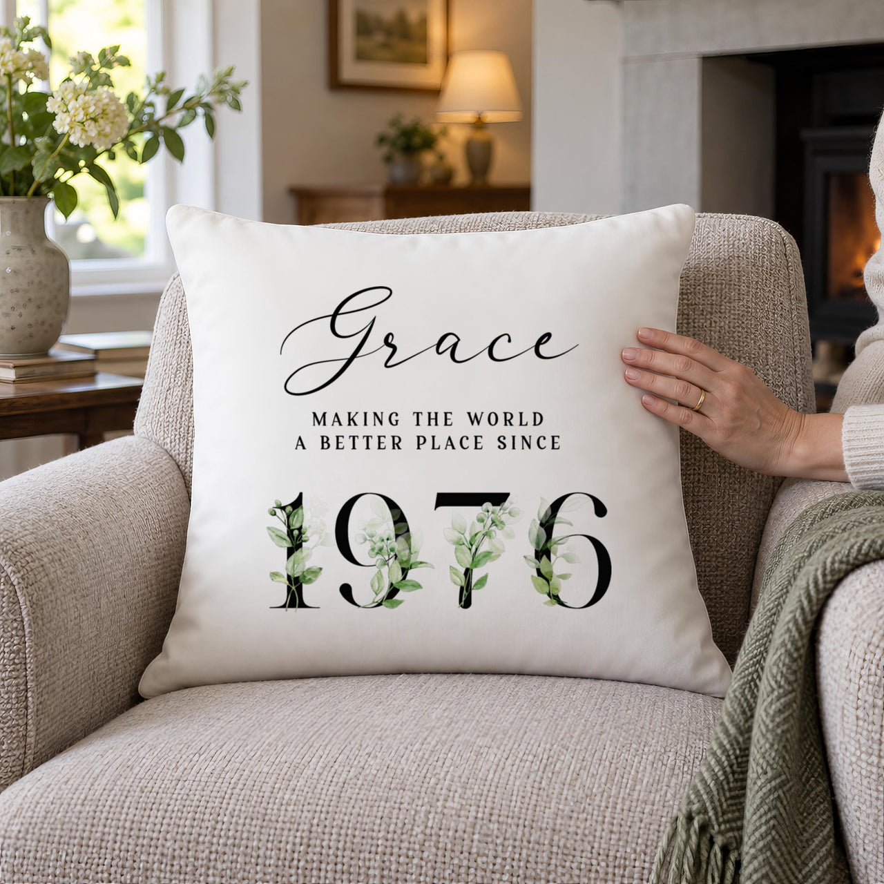 Personalised Floral Milestone Cushion