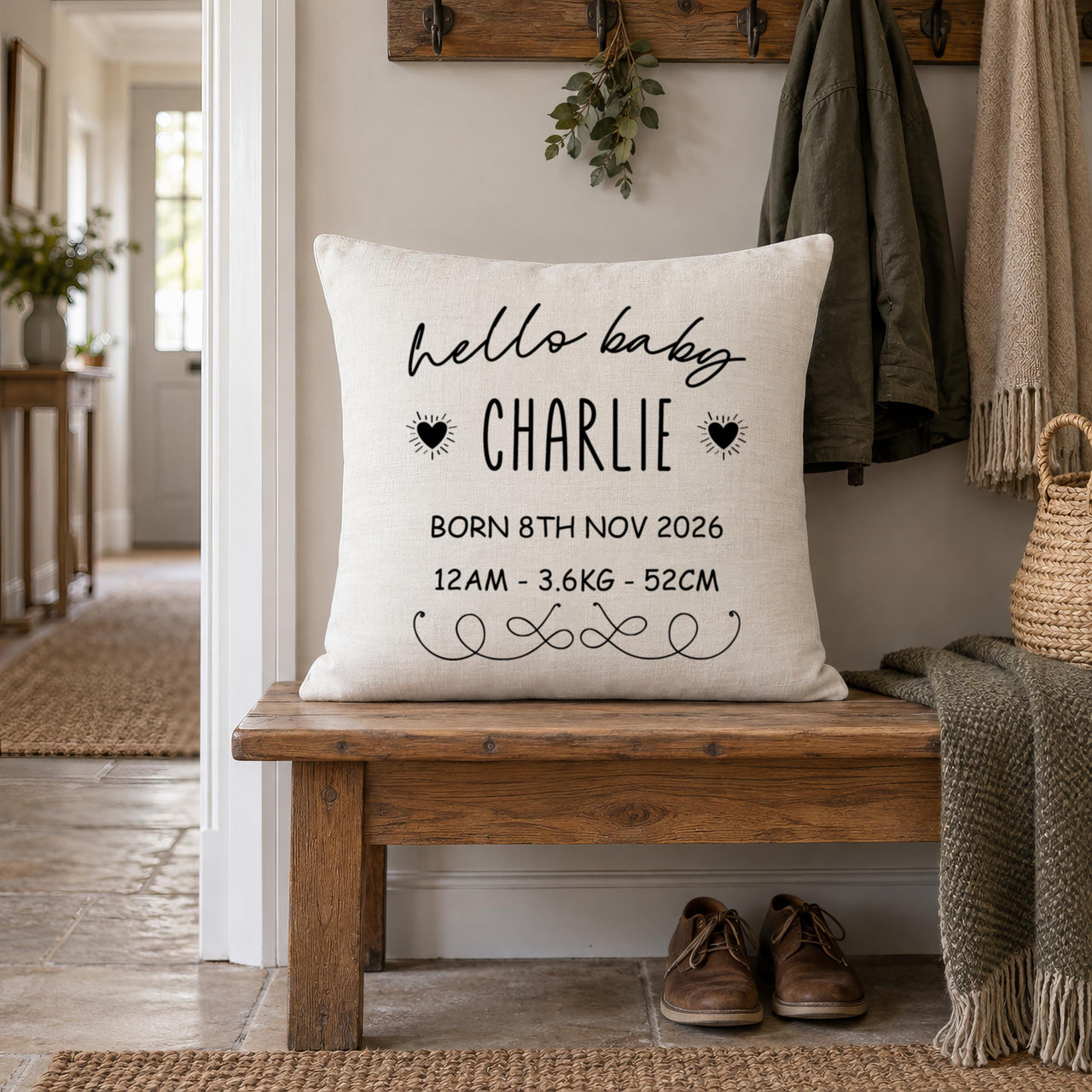 Personalised Hello Baby Cushion