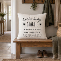 Personalised Hello Baby Cushion