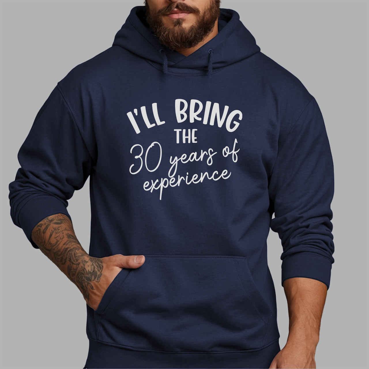 I'll Bring The Experience Iron-On Transfer - DENMARY HTV shown on a hoodie