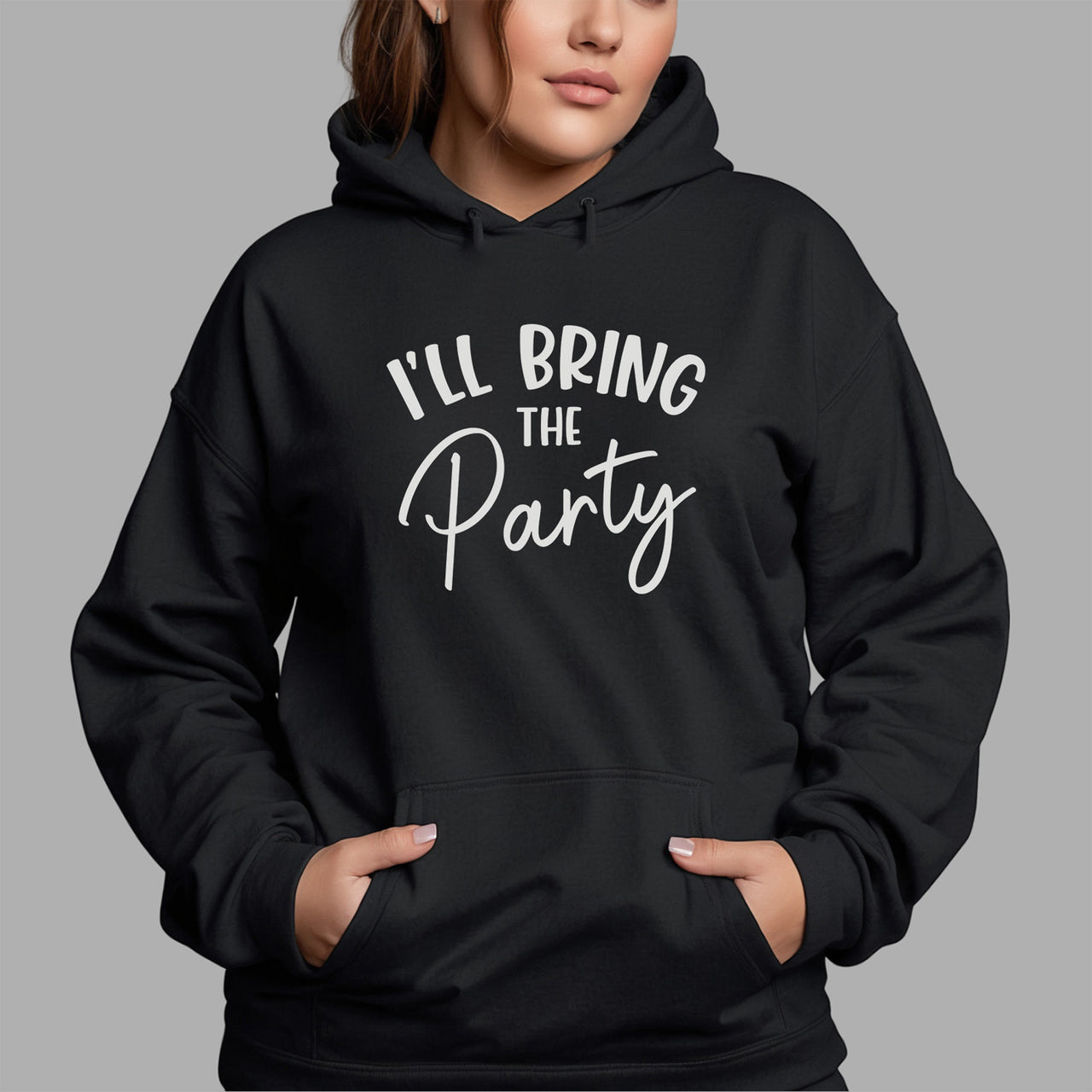 I'll Bring The Party Iron-On Transfer shown on a hoodie