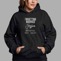 I'm Getting Married Hen Party Iron-On Transfer shown on a hoodie