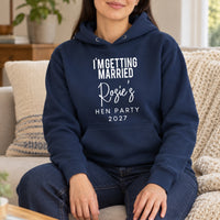 I'm Getting Married Hen Party Iron-On Transfer, shown on a navy hoodie