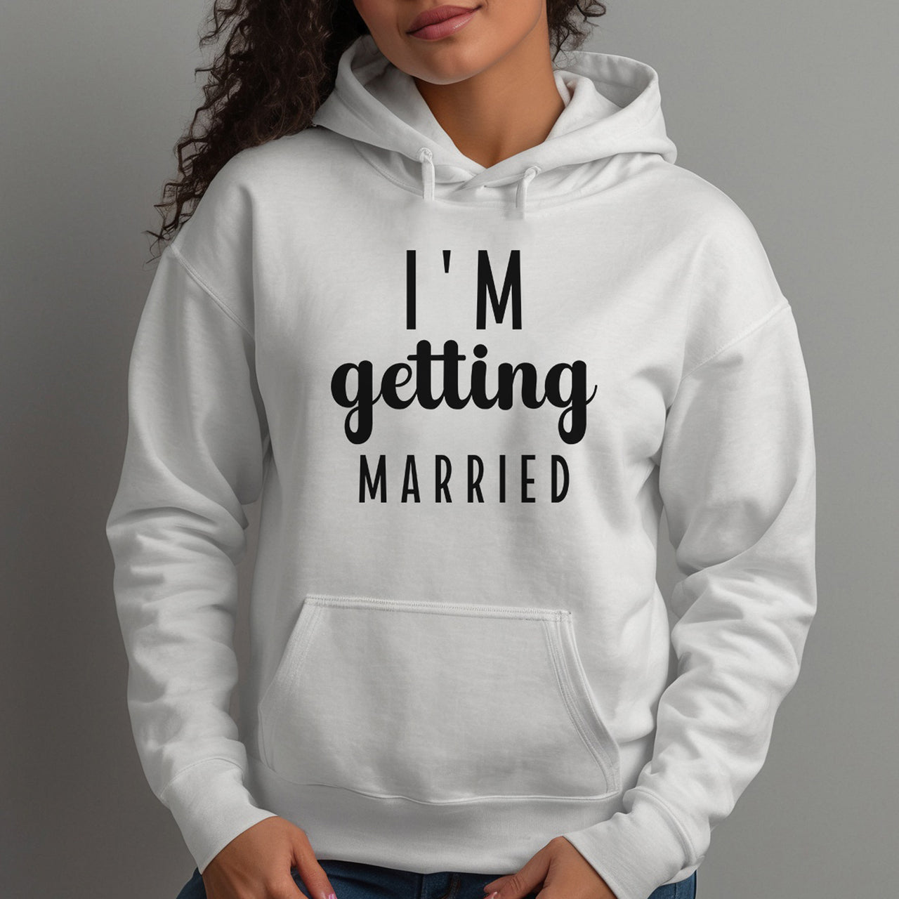 I'm Getting Married Iron-On Transfer shown on a hoodie