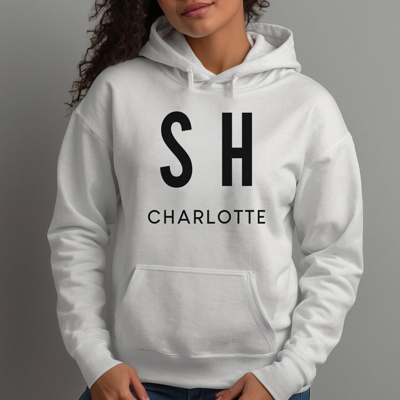 Initials Monogram Iron-On Transfer shown on a hoodie