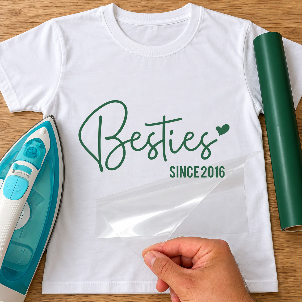 Besties Since iron-on transfer on a t-shirt