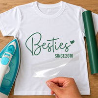 Besties Since iron-on transfer on a t-shirt