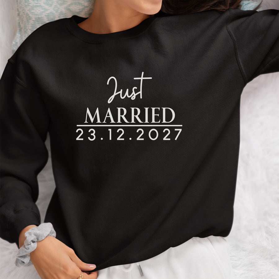 Just Married Script Iron-On Transfer for a Going Away Outfit - photo of the finished product