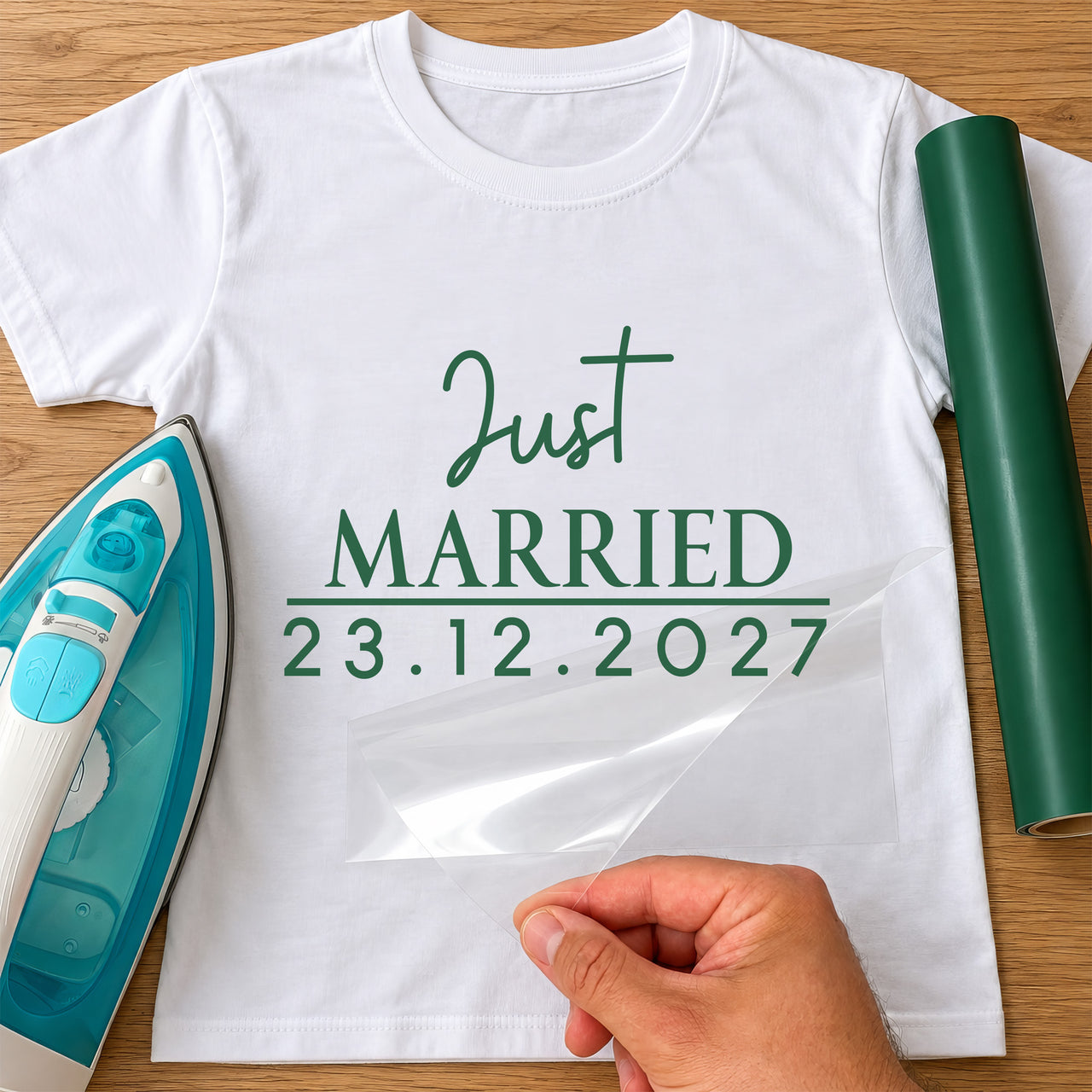 Just Married Date Iron-On Transfer