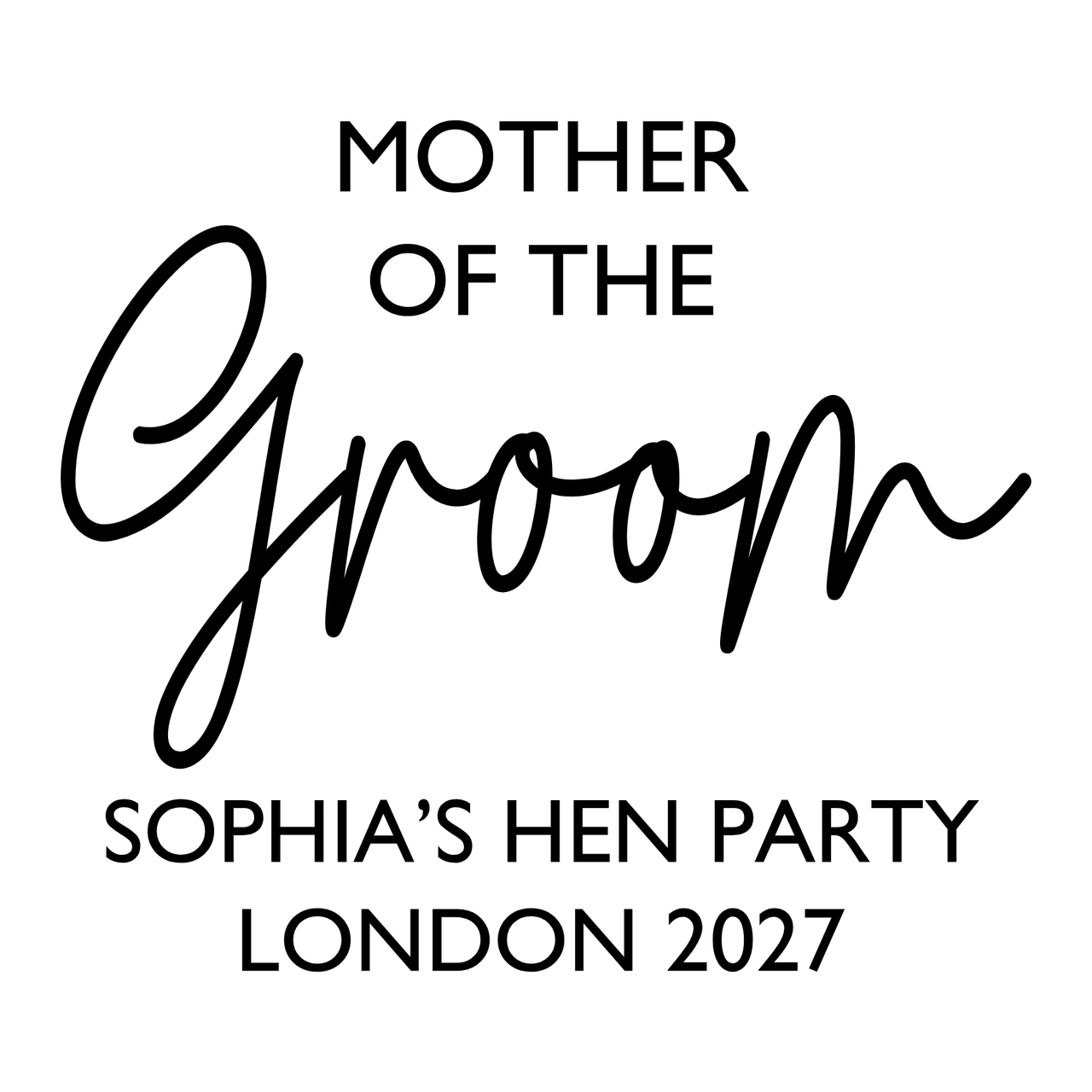Mother of the Groom - Bride Party Iron-On Transfer, personalised