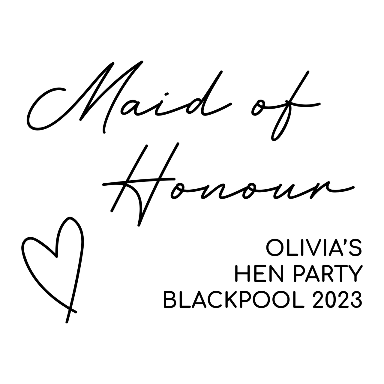Maid of Honour - Wedding Party Iron-On Transfer, personalised
