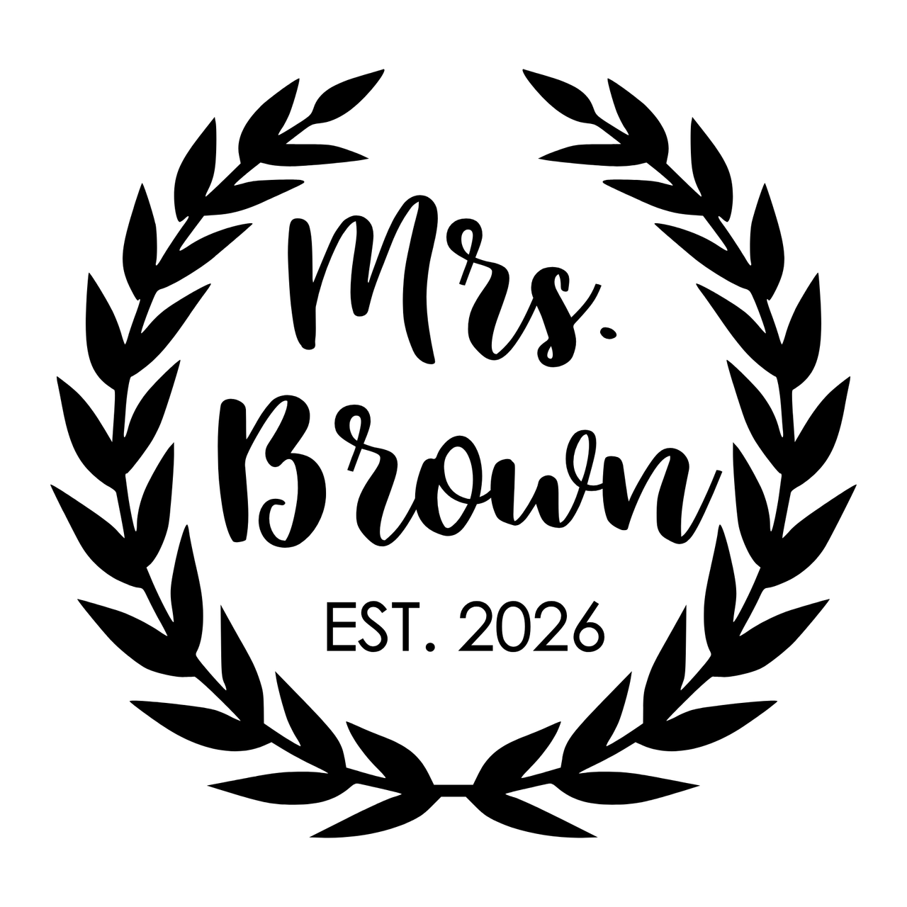 Mrs Wreath Iron-On Transfer, personalised