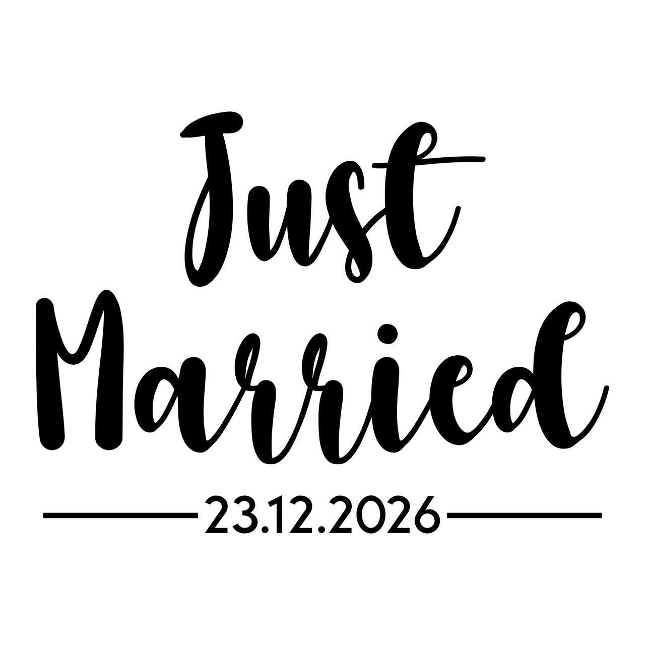Just Married Date Iron-On Transfer, personalised