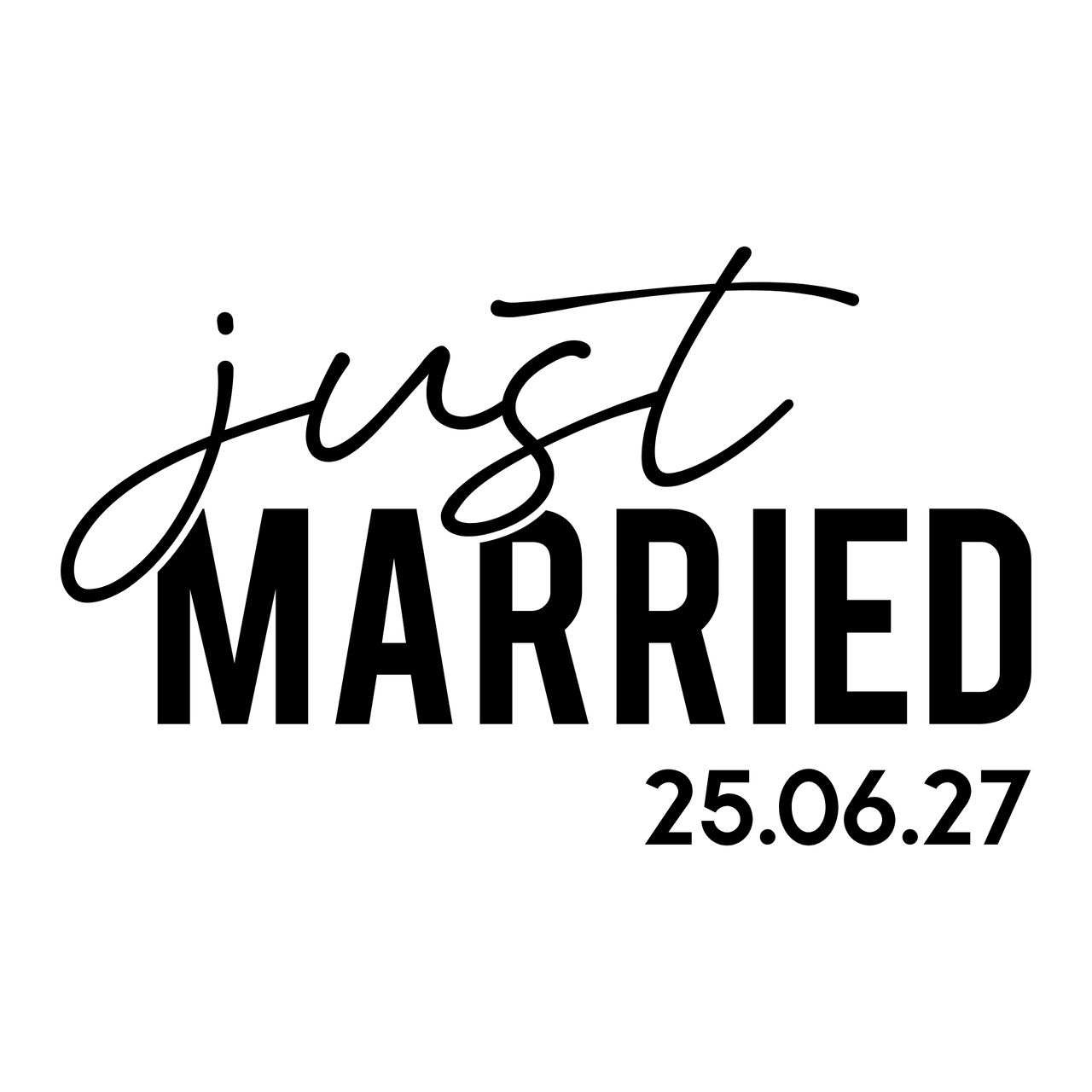 Just Married Script Iron-On Transfer, personalised