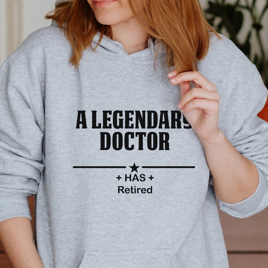 Legendary Doctor Has Retired Iron-On Transfer - Funny Retirement Design - photo of the finished product