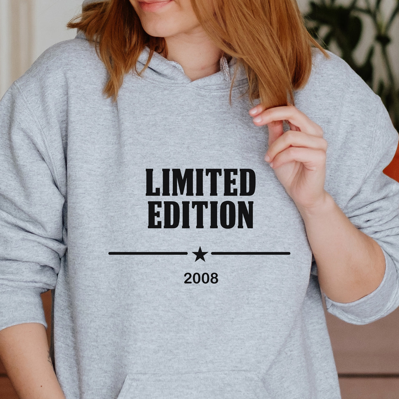 Limited Edition Birth Year Iron-On Transfer - Personalised Teen Birthday HTV shown on a hoodie